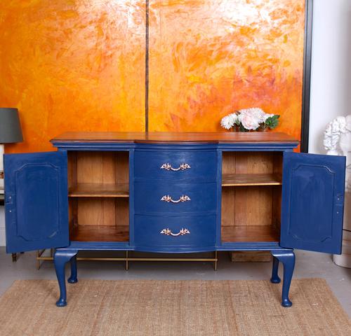 Antique Sideboard Blue Painted Credenza Stripped Top Edwardian Vintage (1 of 12)