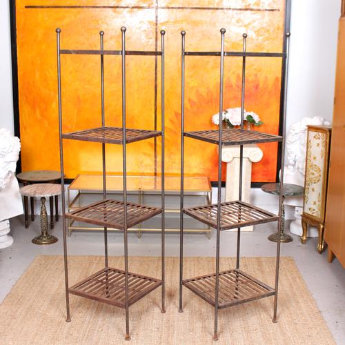 Pair of Tall French Wrought Iron Etagere Whatnot Shelving Stands (1 of 10)