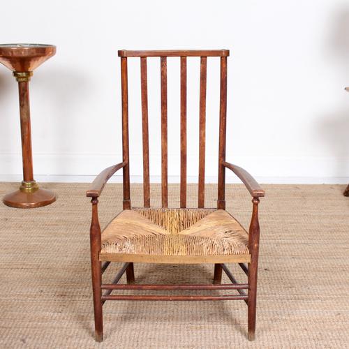 Oak Armchair Rushwork Seated Chair 19th Century (1 of 12)