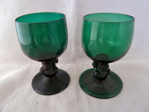 Pair of Georgian / Victorian Dark Green Glass Rummers. (1 of 8) Pair of Georgian / Victorian Dark Green Glass Rummers. (1 of 8)
