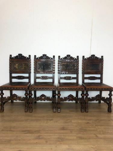Italian Embossed Leather Chairs c.1880 (1 of 4) Italian Embossed Leather Chairs c.1880 (1 of 4)