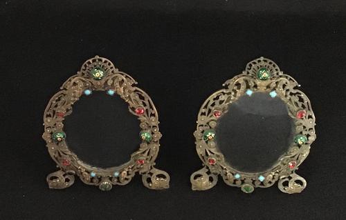 Pair of Filigree and Faux Jewel Easel Photograph Frames (1 of 4) Pair of Filigree and Faux Jewel Easel Photograph Frames (1 of 4)
