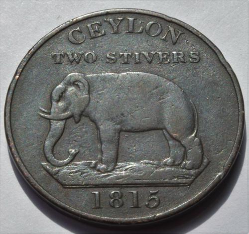 1815 Ceylon King George III 2 Stivers Coin (1 of 2) 1815 Ceylon King George III 2 Stivers Coin (1 of 2)