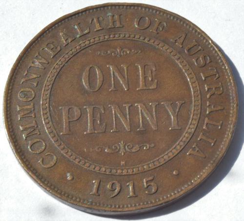 1915 H Heaton Australia King George V Penny Bronze High Grade Coin (1 of 2)