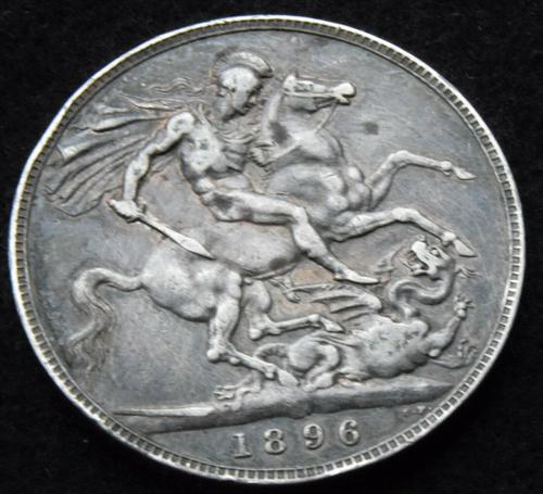 1896 Queen Victoria Veiled Head Silver Crown Coin (1 of 2) 1896 Queen Victoria Veiled Head Silver Crown Coin (1 of 2)