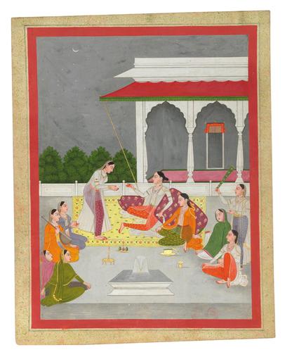 Princess Seated on a Terrace with Attendants, Murshidabad, Provincial Mughal, North India c.1800 (1 of 1)