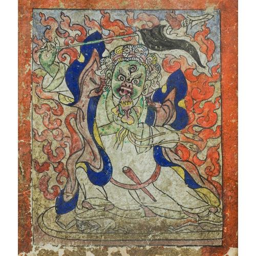 Tsakli Depicting a Dharmapala, Tibet, 19th Century (1 of 2) Tsakli Depicting a Dharmapala, Tibet, 19th Century (1 of 2)