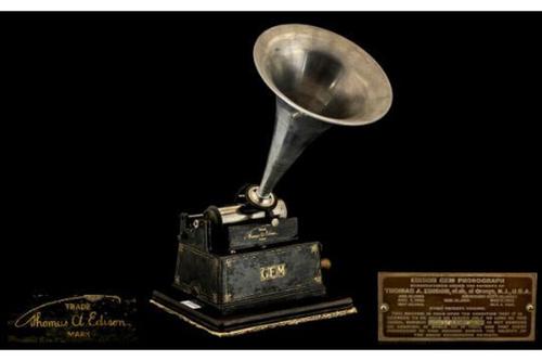 Antique Victorian Edison Gem Wind Up Cylinder Phonograph (1 of 1) Antique Victorian Edison Gem Wind Up Cylinder Phonograph (1 of 1)