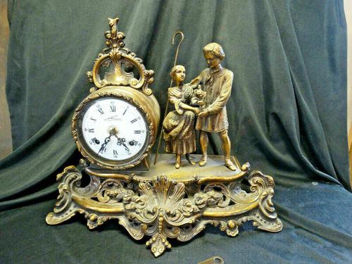 Rare Lancini Gilded Vintage Ormolu Figural Mantle Mantel Clock Hermle (1 of 9) Rare Lancini Gilded Vintage Ormolu Figural Mantle Mantel Clock Hermle (1 of 9)