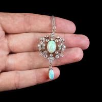 Antique Edwardian Opal Diamond Pendant Necklace Platinum 18ct Gold 2.50ct Of Diamond c.1905 (6 of 8) Antique Edwardian Opal Diamond Pendant Necklace Platinum 18ct Gold 2.50ct Of Diamond c.1905 (6 of 8)