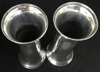 Pair of Arts and Crafts Planished Silver Plated Vases. By Lee and Wigfall. (5 of 7) Pair of Arts and Crafts Planished Silver Plated Vases. By Lee and Wigfall. (5 of 7)