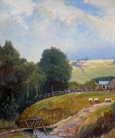 'Sheep In The Yorkshire Dales' - Original 1943 Vintage Landscape Oil Painting (5 of 12) 'Sheep In The Yorkshire Dales' - Original 1943 Vintage Landscape Oil Painting (5 of 12)