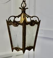 French Brass & Etched Glass Lantern Hall Light (6 of 6) French Brass & Etched Glass Lantern Hall Light (6 of 6)
