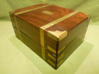 Brass Bound Walnut Writing Box - Secret Drawer - Original Leather c.1850 (7 of 14) Brass Bound Walnut Writing Box - Secret Drawer - Original Leather c.1850 (7 of 14)