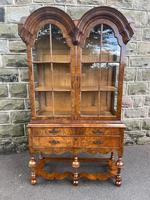Antique Burr Walnut Glazed Display Cabinet On Stand