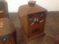 Rare Set of French Art Deco Solid Oak Graduated Kitchen Storage Jars for Coffee, Flour, Salt, 9 in French of Course (3 of 6) Rare Set of French Art Deco Solid Oak Graduated Kitchen Storage Jars for Coffee, Flour, Salt, 9 in French of Course (3 of 6)