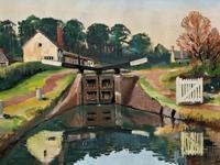 'Lapworth Canal, Warwickshire' Exceptional Vintage Oil on Canvas Painting c1960 (7 of 13) 'Lapworth Canal, Warwickshire' Exceptional Vintage Oil on Canvas Painting c1960 (7 of 13)