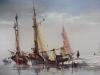 Large oil on canvas seascape listed artist Jorge Aguilar 1970's (8 of 10) Large oil on canvas seascape listed artist Jorge Aguilar 1970's (8 of 10)