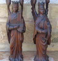 Good Pair of Carved Oak Angels 19th Century (10 of 12) Good Pair of Carved Oak Angels 19th Century (10 of 12)