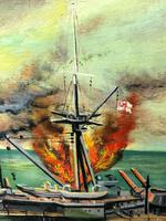 Large Seascape Oil Painting WW2 Battle "HMS Battleship Hood The Last Moments" (7 of 12) Large Seascape Oil Painting WW2 Battle "HMS Battleship Hood The Last Moments" (7 of 12)