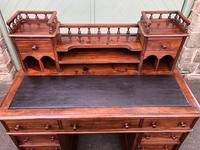 Antique Anglo Indian Teak Pedestal Writing Desk (5 of 13) Antique Anglo Indian Teak Pedestal Writing Desk (5 of 13)