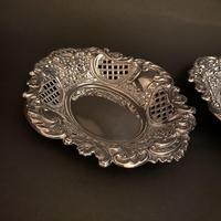 Pair of Flat Silver Swags Flowers & Grille Bon Bon Dishes (2 of 7) Pair of Flat Silver Swags Flowers & Grille Bon Bon Dishes (2 of 7)