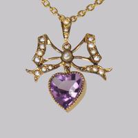 Antique Seed Pearl & Amethyst Pendant 15ct Gold Victorian / Edwardian Necklace (2 of 10) Antique Seed Pearl & Amethyst Pendant 15ct Gold Victorian / Edwardian Necklace (2 of 10)