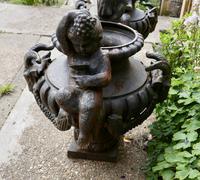 Pair of Cast Iron Garden Urns with Cherubs & Rams Heads (8 of 8) Pair of Cast Iron Garden Urns with Cherubs & Rams Heads (8 of 8)
