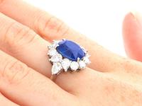6.83ct Sapphire & 2.84ct Diamond, Platinum Dress Ring - Vintage c.1970 (8 of 8) 6.83ct Sapphire & 2.84ct Diamond, Platinum Dress Ring - Vintage c.1970 (8 of 8)