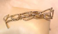Bracelet Sterling Silver Horse Shoe & Equestrian Snaffle Bit Clasp 7" Length