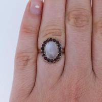 Antique Moonstone & Red Paste Oval Halo Cluster 9ct 9K Gold Dress Ring (3 of 8) Antique Moonstone & Red Paste Oval Halo Cluster 9ct 9K Gold Dress Ring (3 of 8)