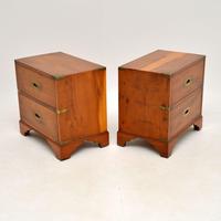 Pair of Antique Military Campaign Yew Wood Bedside Chests (5 of 9) Pair of Antique Military Campaign Yew Wood Bedside Chests (5 of 9)