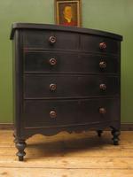 Antique Painted Black Bow Front Chest of Drawers (12 of 16) Antique Painted Black Bow Front Chest of Drawers (12 of 16)
