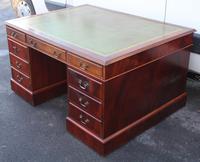 1960's Mahogany Pedestal Partners Desk with Green Leather Top. (3 of 6) 1960's Mahogany Pedestal Partners Desk with Green Leather Top. (3 of 6)