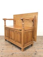 Antique Panelled Pale Oak Monk’s Bench (m-2300) (7 of 9) Antique Panelled Pale Oak Monk’s Bench (m-2300) (7 of 9)