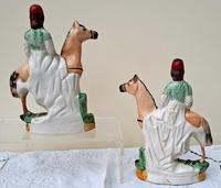 Pair of Antique English Victorian Staffordshire Pottery Figures of Mounted Jockeys ~ H 3312 / H 3313 (12 of 12) Pair of Antique English Victorian Staffordshire Pottery Figures of Mounted Jockeys ~ H 3312 / H 3313 (12 of 12)