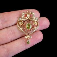 Antique Edwardian Suffragette Pendant Peridot Pearl Ruby 15ct Gold c. 1910 (2 of 6) Antique Edwardian Suffragette Pendant Peridot Pearl Ruby 15ct Gold c. 1910 (2 of 6)