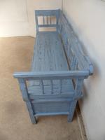 Stunning Sky Blue 3 Seater Antique Pine Kitchen / Hall Box Settle / Bench (5 of 11) Stunning Sky Blue 3 Seater Antique Pine Kitchen / Hall Box Settle / Bench (5 of 11)