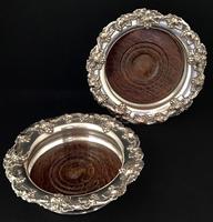 Pair of Victorian Silver Plate on Copper Bottle Coasters (3 of 6) Pair of Victorian Silver Plate on Copper Bottle Coasters (3 of 6)