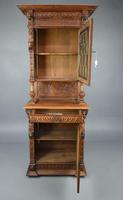 Carved Oak Leaded Glass Bookcase Cabinet (5 of 8) Carved Oak Leaded Glass Bookcase Cabinet (5 of 8)