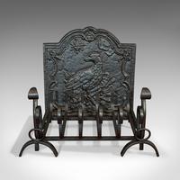 Antique Fireside Set, English, Fire Basket, Andirons, Back, Victorian c.1900 (11 of 12) Antique Fireside Set, English, Fire Basket, Andirons, Back, Victorian c.1900 (11 of 12)
