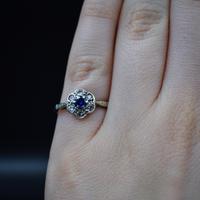 Antique Blue Sapphire & White Sapphire 9ct Gold Cluster Daisy Ring (5 of 10) Antique Blue Sapphire & White Sapphire 9ct Gold Cluster Daisy Ring (5 of 10)