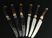 Cased Set of 6 Stag Horn Handle Steak Knives (4 of 6) Cased Set of 6 Stag Horn Handle Steak Knives (4 of 6)