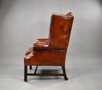 George II Style Brown Leather Hand Dyed Wingback Armchair (17 of 17) George II Style Brown Leather Hand Dyed Wingback Armchair (17 of 17)