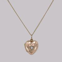 Victorian Diamond Heart Locket 9ct Gold Hinged Puff Heart Pendant & Chain Circa 1890 (4 of 9) Victorian Diamond Heart Locket 9ct Gold Hinged Puff Heart Pendant & Chain Circa 1890 (4 of 9)