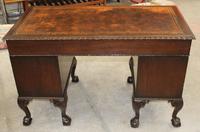 1940s Mahogany Desk with Brown Leather Inset.1 Piece (2 of 5) 1940s Mahogany Desk with Brown Leather Inset.1 Piece (2 of 5)