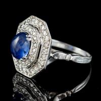 Art Deco Sapphire Diamond Cluster Ring 18ct Gold 1.50ct Sapphire 1.69ct Diamond c.1930 (3 of 7) Art Deco Sapphire Diamond Cluster Ring 18ct Gold 1.50ct Sapphire 1.69ct Diamond c.1930 (3 of 7)