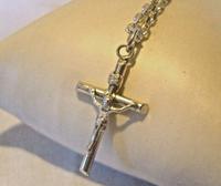 Vintage Silver 925 Necklace & Christian Crucifix Pendant 1970s 18" Length Nos (2 of 9) Vintage Silver 925 Necklace & Christian Crucifix Pendant 1970s 18" Length Nos (2 of 9)