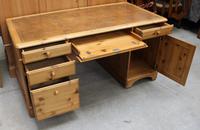 1960's Large Ducal Pine Pedestal Desk with Brown Leather inset on Top (2 of 5) 1960's Large Ducal Pine Pedestal Desk with Brown Leather inset on Top (2 of 5)