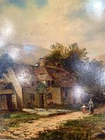 Antique Victorian large landscape oil painting in gilt gesso frame by E Yates (7 of 10) Antique Victorian large landscape oil painting in gilt gesso frame by E Yates (7 of 10)